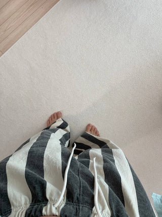 Striped trousers long pants BLACK