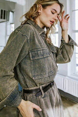 Freemarket overdyed denim top - FT1069