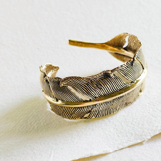 Brass feather bangle cuff bracele high quality handcrafted