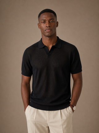 Men's Textured Polo (Black)