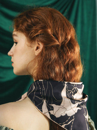 "Datura" Silk Bandana Scarf - Espresso