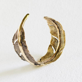 Brass feather bangle cuff bracele high quality handcrafted