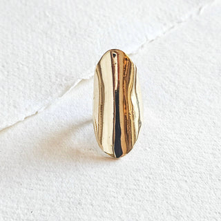 Brass shield ring large long handcrafted handmade
