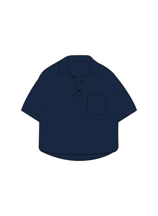 Hermosa Collared Top -Navy