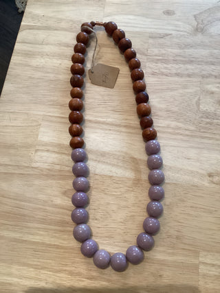 Gavel Wood and Limestone Two-tone Necklace-Lilac
