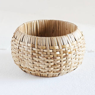Rattan straw cane bangle bracelet set handmade renewable