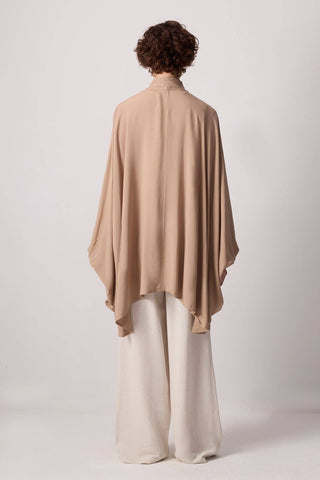 DRAPED TURTLENECK VISCOSE KIMONO TOP