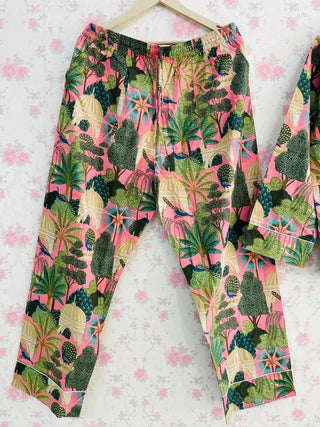 Women Cotton Pants Shirt Set Indian Night Dress