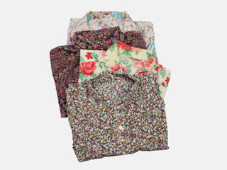 Reworked Vintage Short-Sleeve Button Up Blouse - Cropped