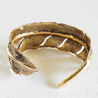 Brass feather bangle cuff bracele high quality handcrafted