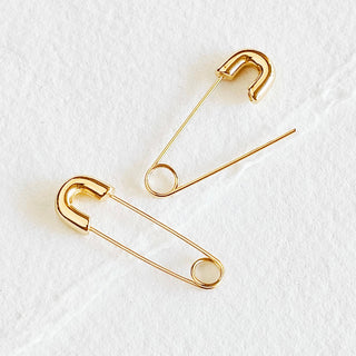 18 kt gold plated safety pin clip earrings