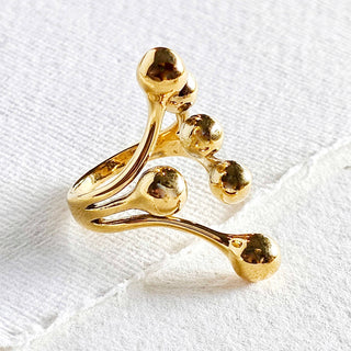Gold plated ring molten cluster 3 styles adjustable