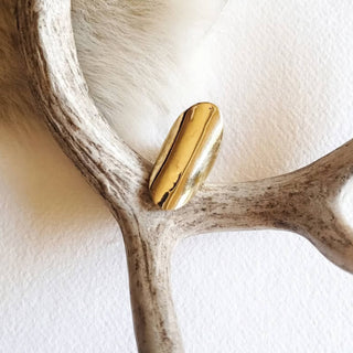 Brass shield ring large long handcrafted handmade