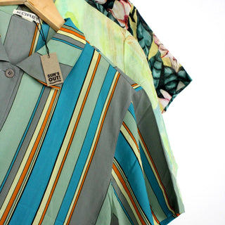Vintage Short-Sleeve Button Up Blouse - Original Length