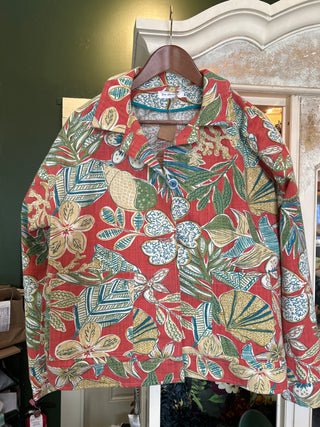 Jess Abernethy red floral chore coat