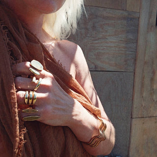 Brass organic orb ring open adjustable handmade