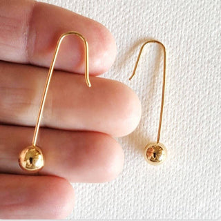 18 kt gold plated drop bead gold pearl earrings