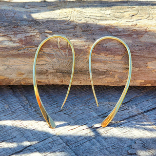 Brass hoop wire earrings arc hoops