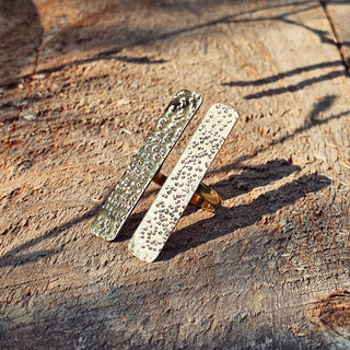 Brass ring hammered adjustable bold statement ring