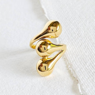 Gold plated ring molten cluster 3 styles adjustable