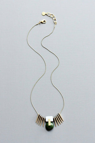 LEX118  Hunter green ArtDeco pendant necklace