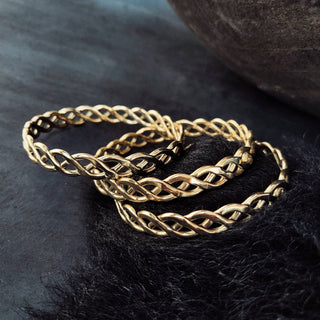 Bisjoux Handcrafted brass bangle bracelet braided twist style