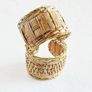 Rattan straw cane bangle bracelet cuff handmade renewable