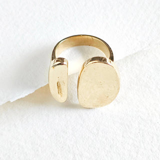 Brass organic orb ring open adjustable handmade