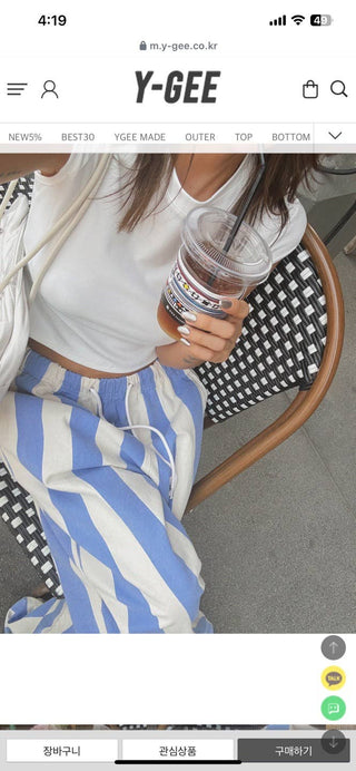 Striped trousers long pants. BLUE