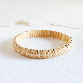 Rattan straw cane bangle bracelet set handmade renewable