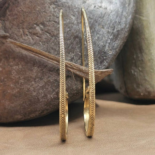 Brass snake serpent hoop earrings large onyx eyes
