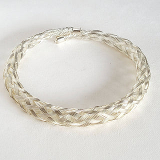 Brass braided woven cable armlet or bangle cuff bracelet