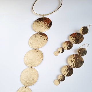 Bisjoux Brass necklace runway statement circles disc hoop collar