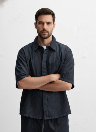 Relaxed Fit Denim Shirt (Dark Blue)