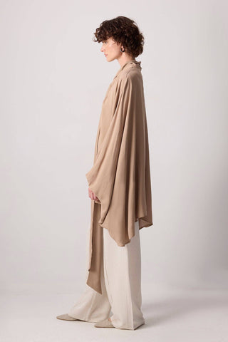 DRAPED TURTLENECK VISCOSE KIMONO TOP