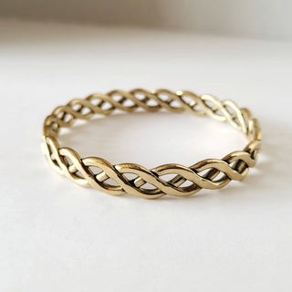 Bisjoux Handcrafted brass bangle bracelet braided twist style