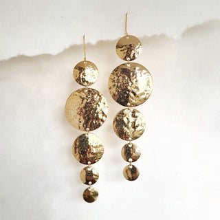 Bisjoux Brass chandelier long big circles earrings hoop disc