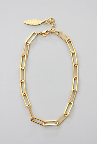 DOR615 18k matte gold paperclip chain necklace