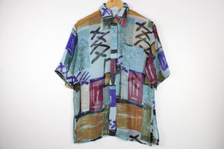 Vintage Short-Sleeve Button Up Blouse - Original Length