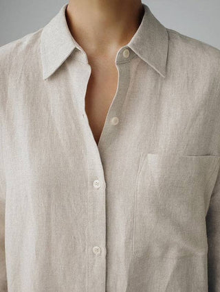 Sheer Trend Urban Linen Split-Side Buttoned Lapel Midi Dress