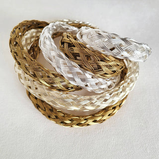 Brass braided woven cable armlet or bangle cuff bracelet