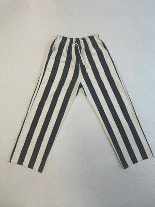 Striped trousers long pants BLACK