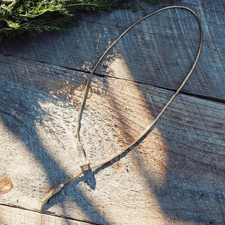 Brass snake chain serpent lariat long necklace