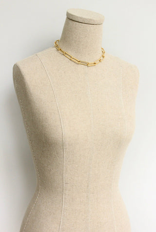 DOR615 18k matte gold paperclip chain necklace