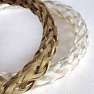 Brass braided woven cable armlet or bangle cuff bracelet