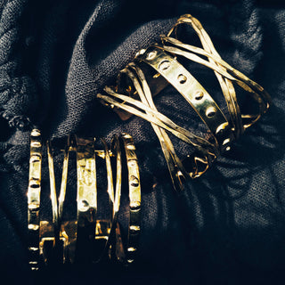 Brass multi layered handcrafted cuff bracelet droplet