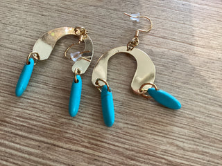 Jess Abernethy earrings gold turquoise
