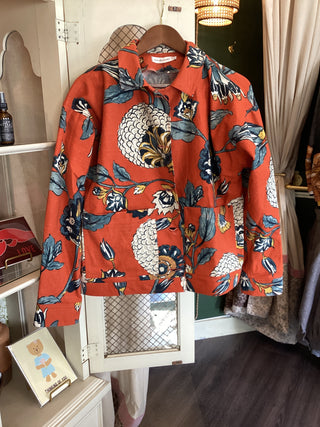 Jess Abernethy orange floral chore coat