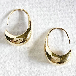 Brass hoop arc earrings