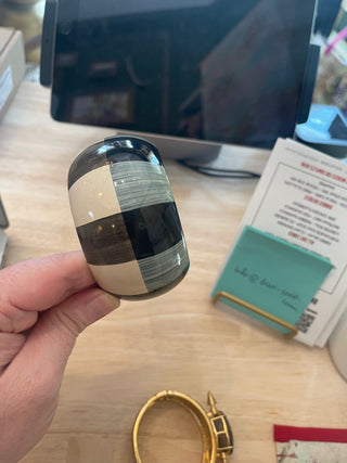 Large Wooden Gingham Bangle Bracelet